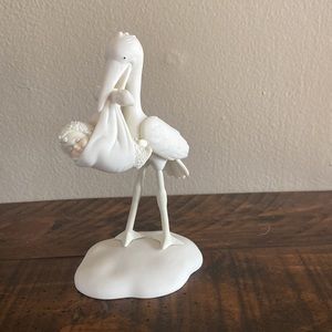 Department 56 White Stork with Baby Ceramic Figurine